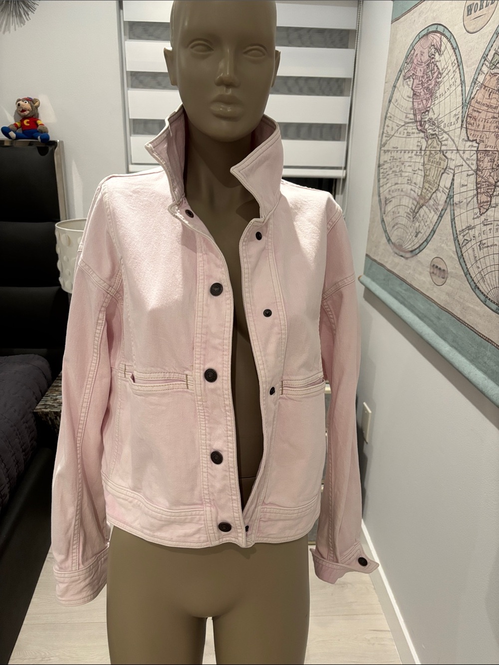Free People Light Pink Cotton Jean Jacket